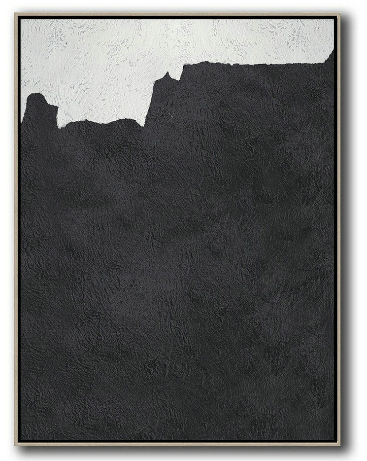 Handmade Extra Large Contemporary Painting,Black And White Minimal Painting On Canvas - Hand Paint Large Art